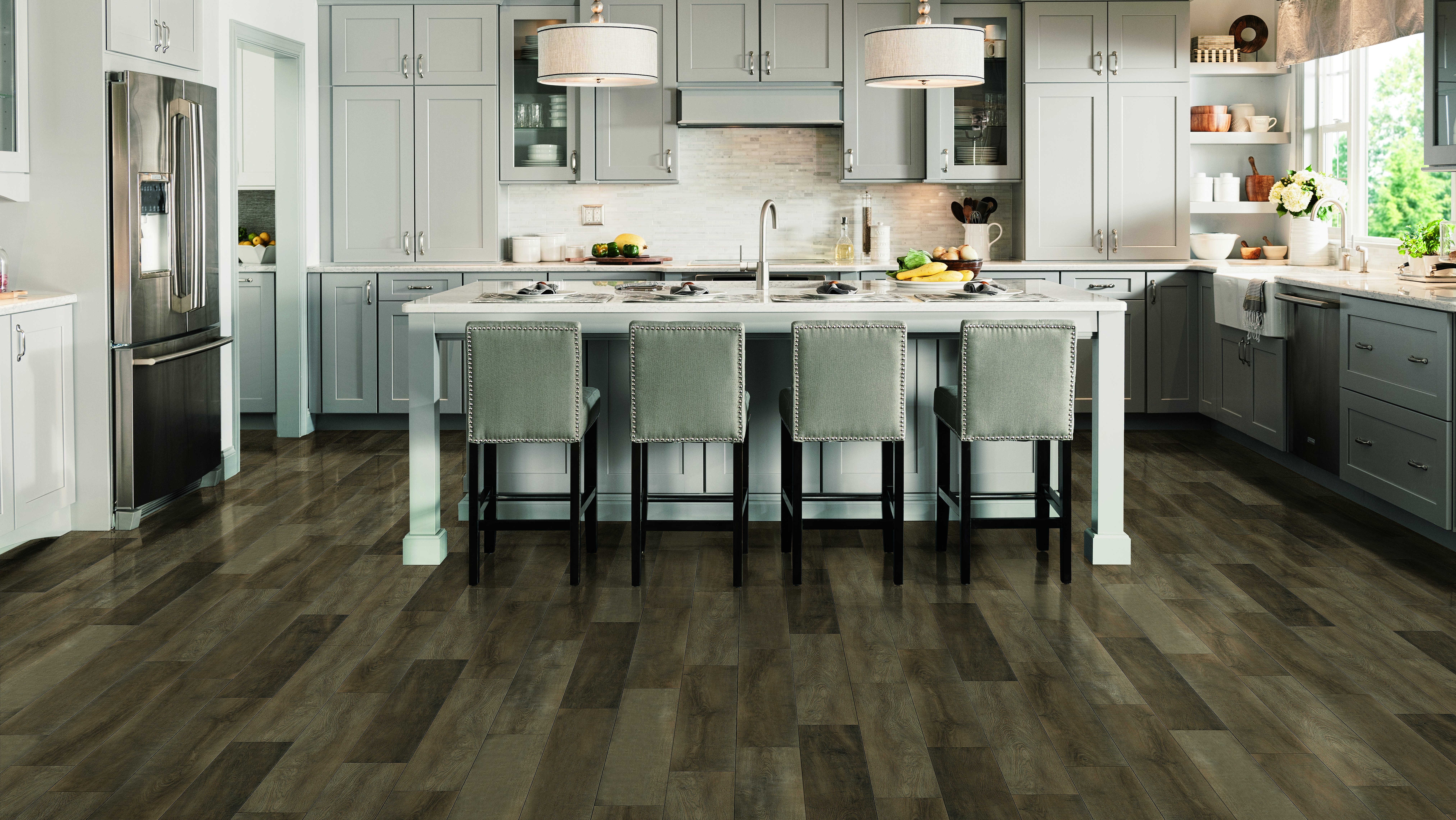 wood look vinyl flooring in kitchen